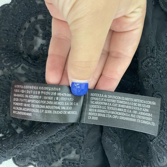 Zara Womens Camisole Top S Black Floral Embellished Beaded Sheer 6895/097 NWT - Picture 10 of 16